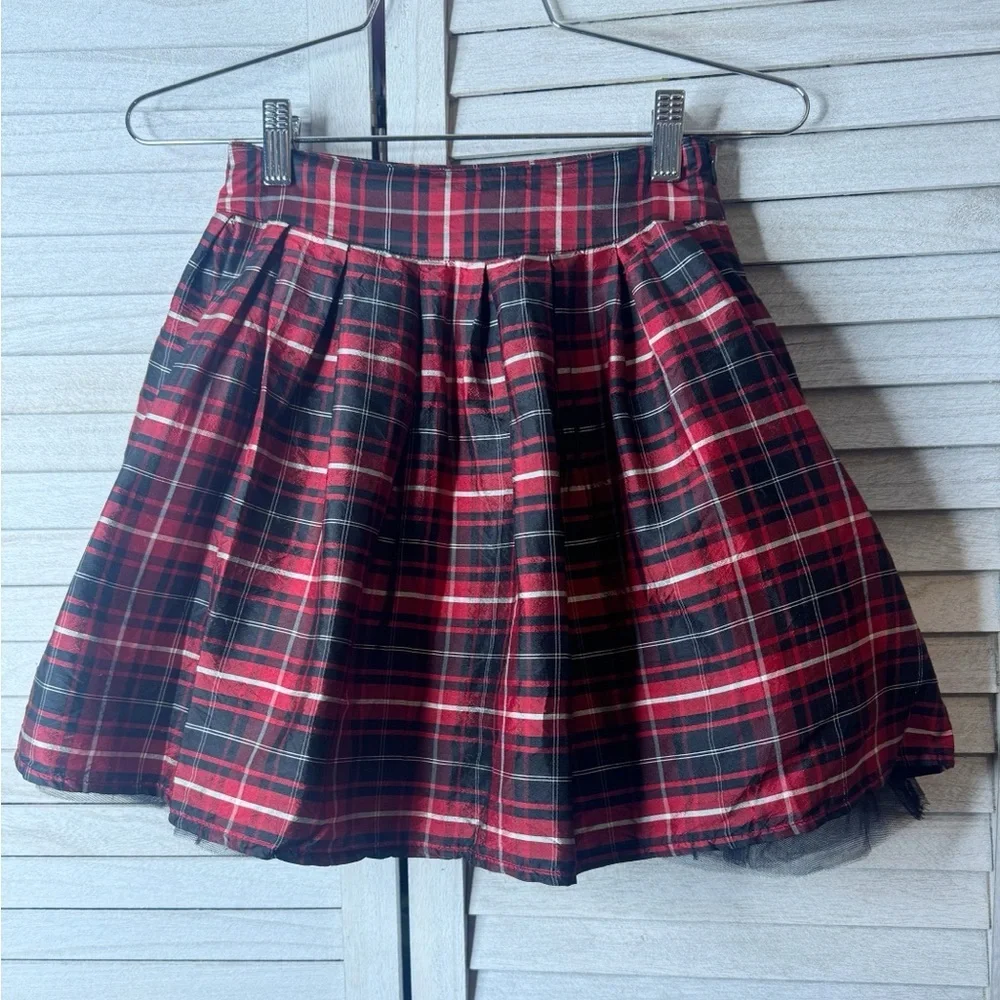 Gymboree Red Black Plaid Skirt Girls Size 6 Tartan Holiday Twirl Skater Skirt